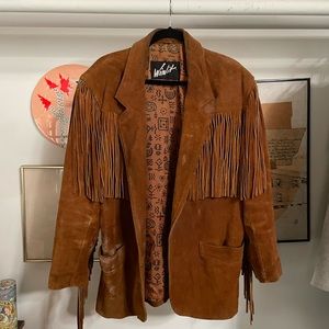 Vintage leather fringe jacket
